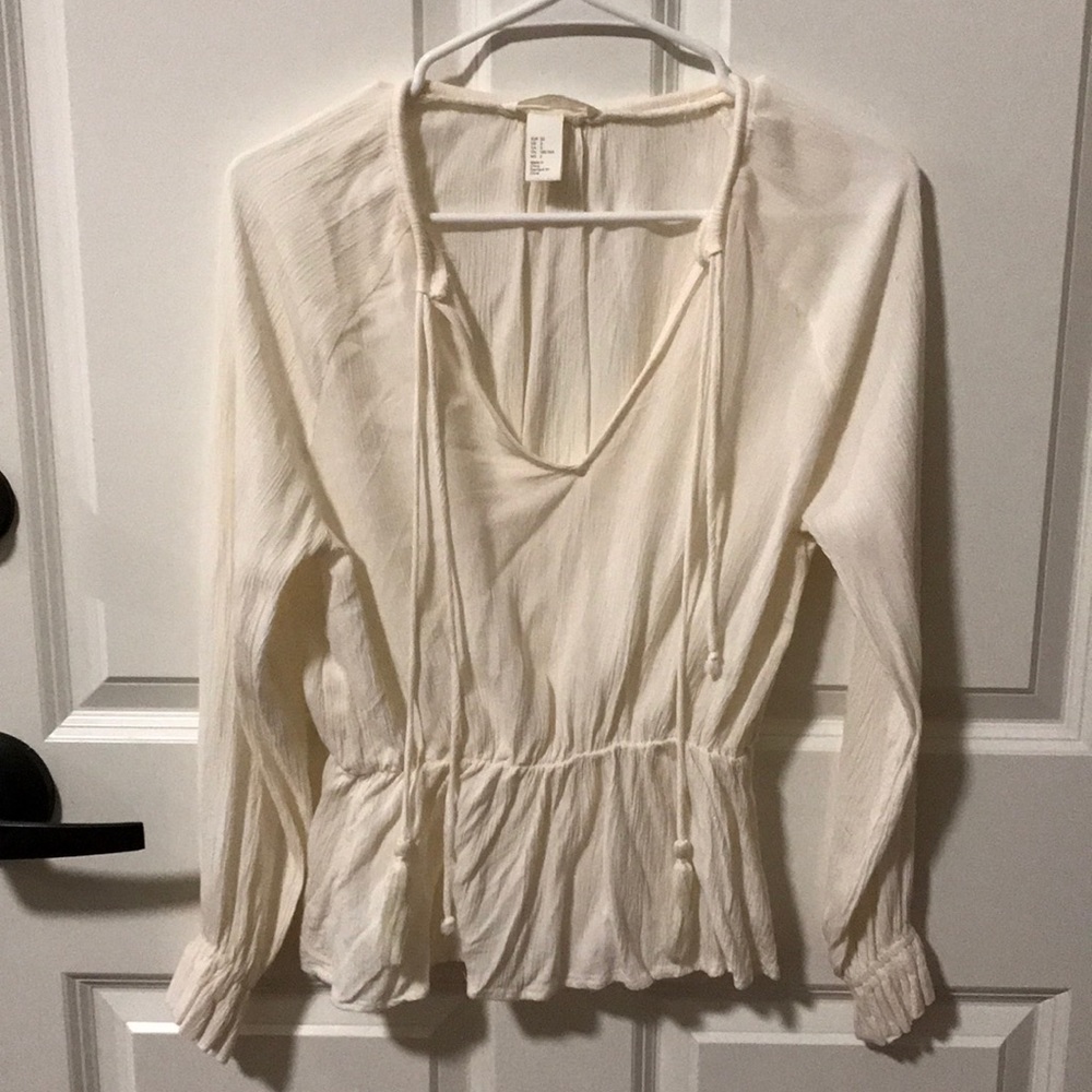 cream peplum blouse H&M